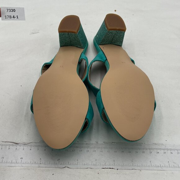 Light Blue Open Toe Low Chunky Heel Slides Mules Slip On Thong Sandal Dress Shoe - Picture 6 of 6